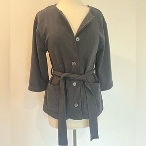 Banana Republic Twill Belted Jacket Medium Petite Black